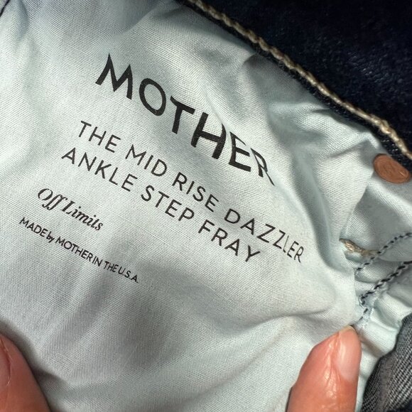 Mother Mid Rise Dazzler Jeans Denim Ankle Fray Off Limits Dark Wash 29 - Picture 15 of 16